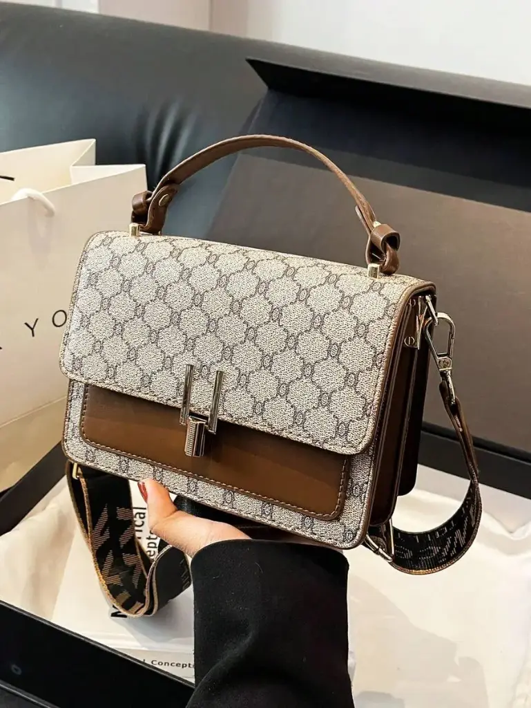 Bolso Cruzado A Cuadros Y Floreado Para Mujeres