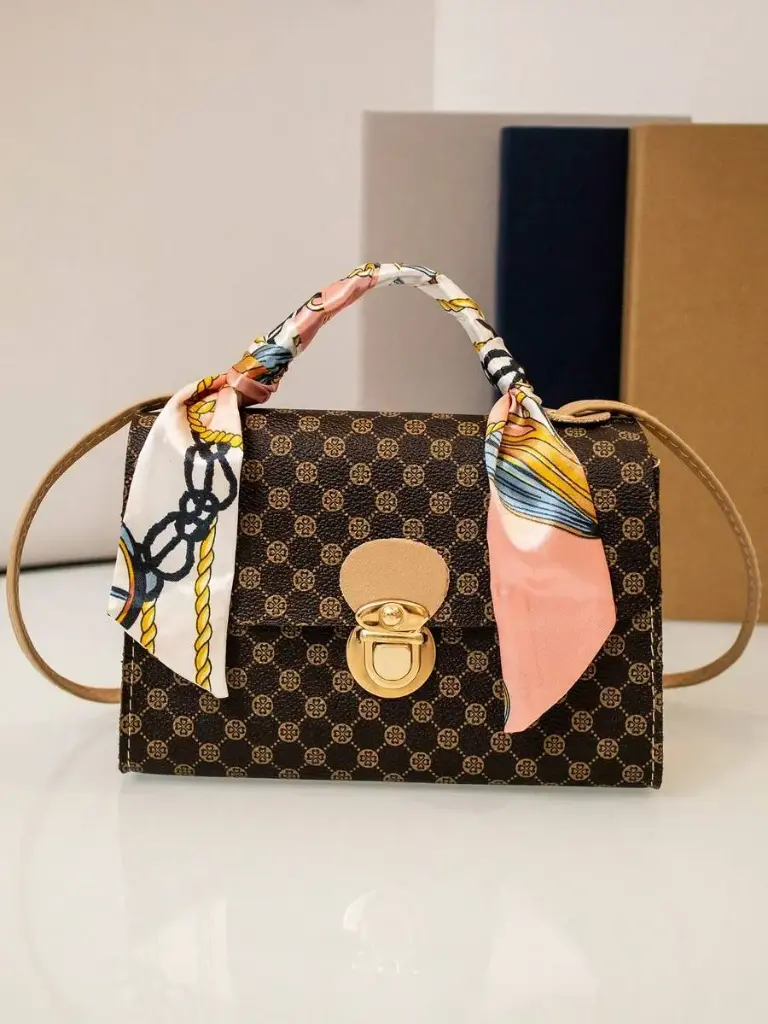 Mini bolso cuadrado con patrón geométrico