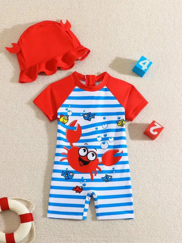 Traje de baño de una pieza con rayas 