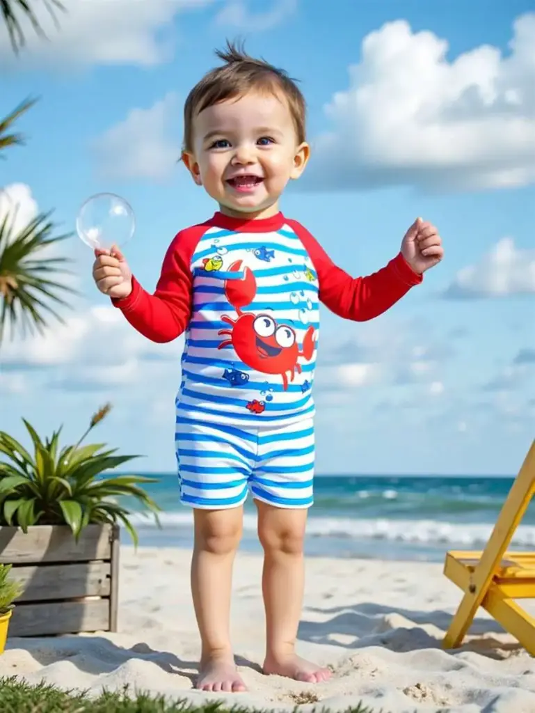 Traje de baño con dibujo de cangrejo