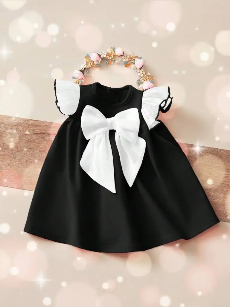 estido con manga corta y lazo elegante