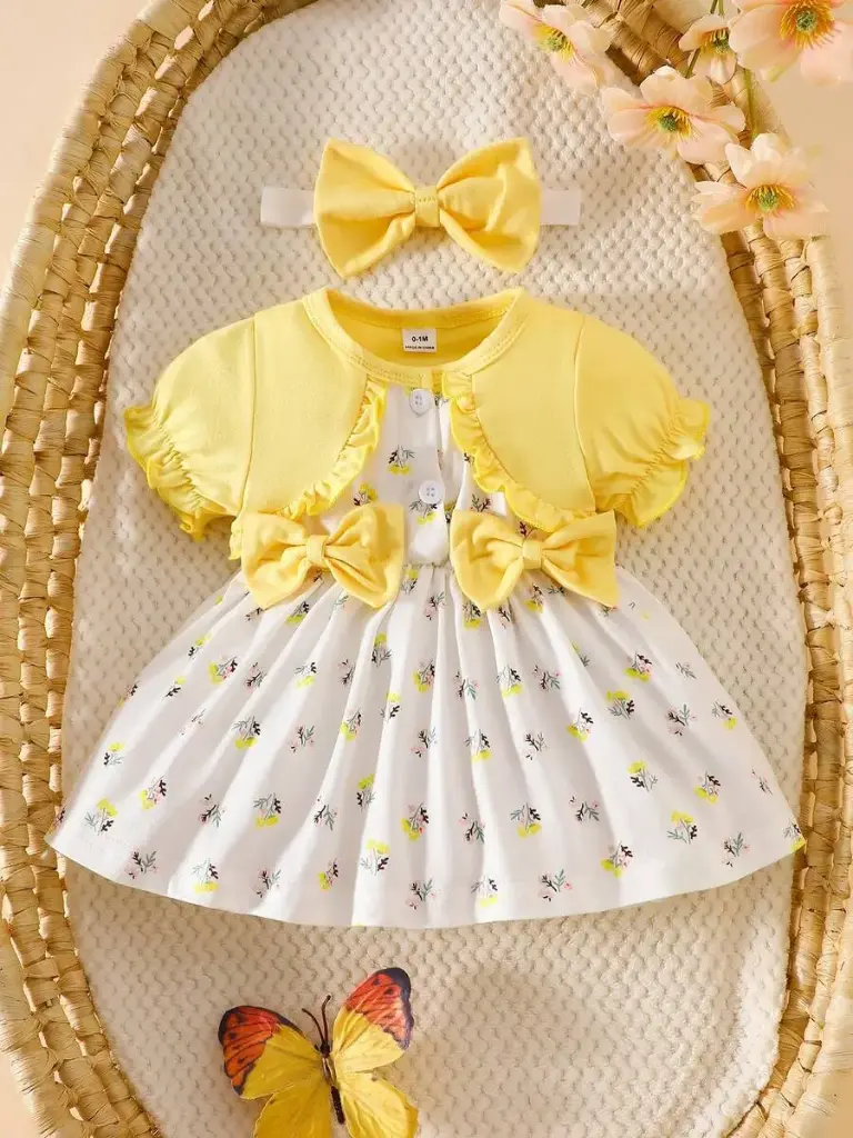 Vestidito Floral Amarillo con Vincha