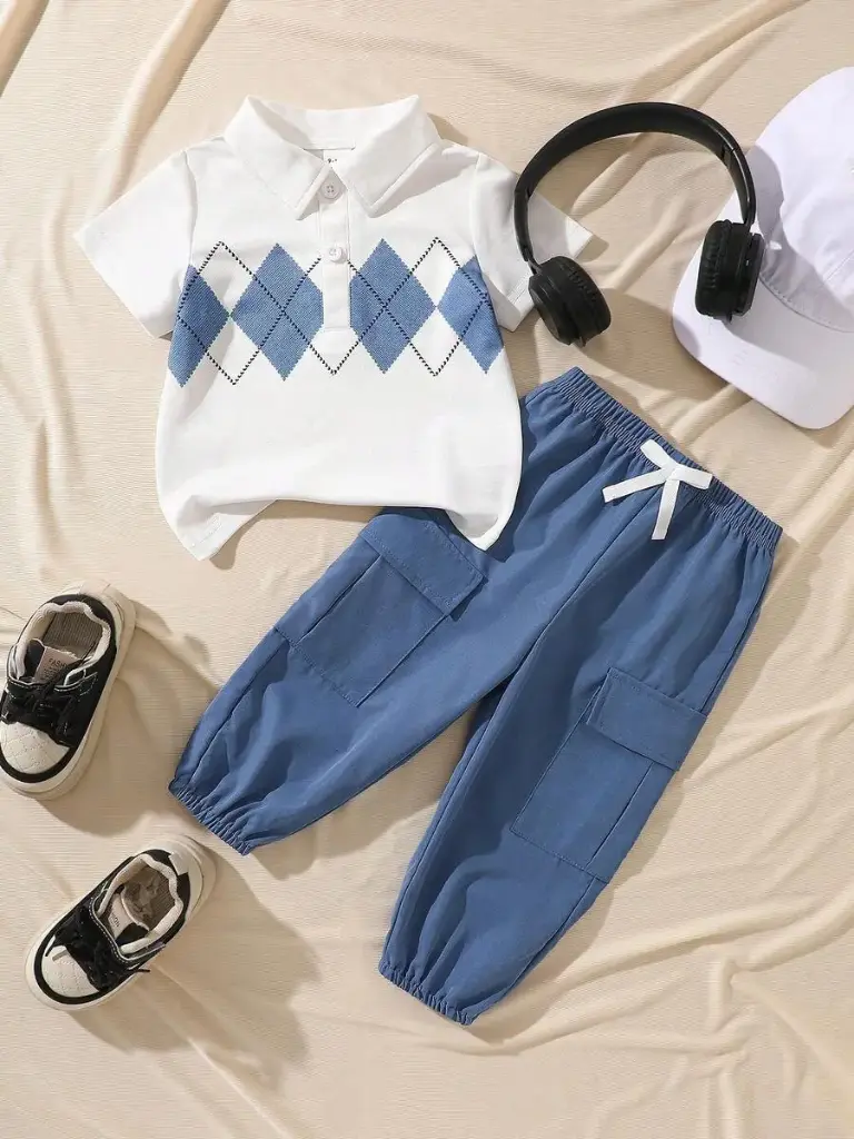 Conjunto Polo Rombos con Pantalón Azul
