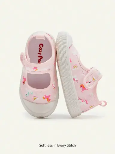 Zapatitos con estampado de unicornio y arcoiris