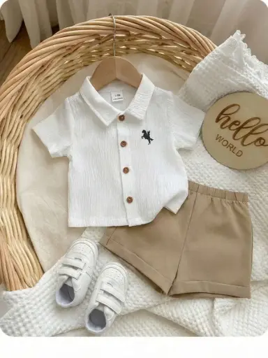 Camisa con Cuello y Shorts con Bolsillos