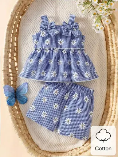 [sa260325154010122253456] Conjunto Margaritas Azul con Lazos