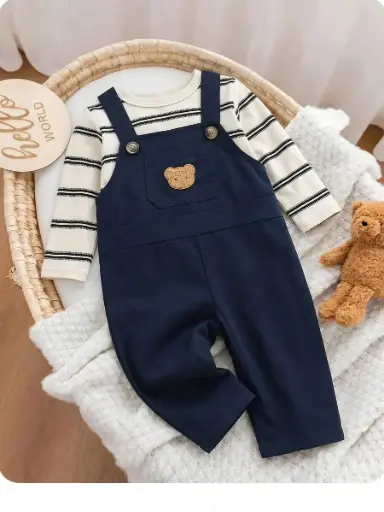 [sa260501000395126986125] Conjunto Overol Azul Marino con Osito